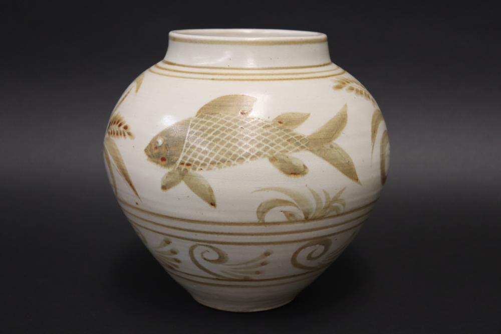 Charles (1882) Vyse comparable auction result: charles vyse english 1882 1971 large stoneware celadon glazed vase decorated with fish amongst aquatic plants signed to base c 1930 s approx 25cm h