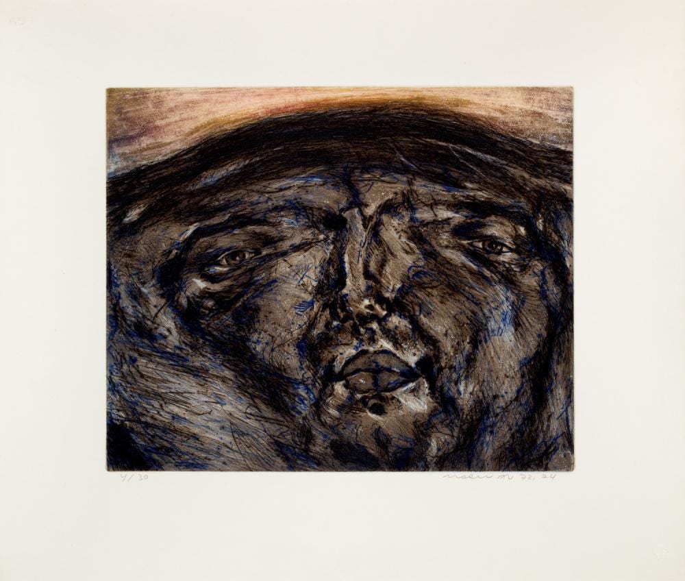 Marwan comparable auction result: marwan d i kassab bachi marwan gesichtslandschaft 1972 74 vierfarbradi