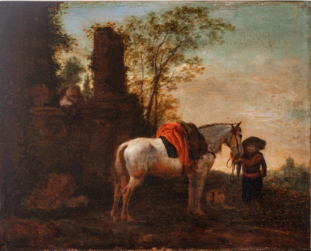 Philips Wouwerman comparable auction result: philips wouwerman dutch 1619 1668 oil on beveled wood panel 17th c rendezvous h 12 w 14 frame size h 19 75 w 22 5