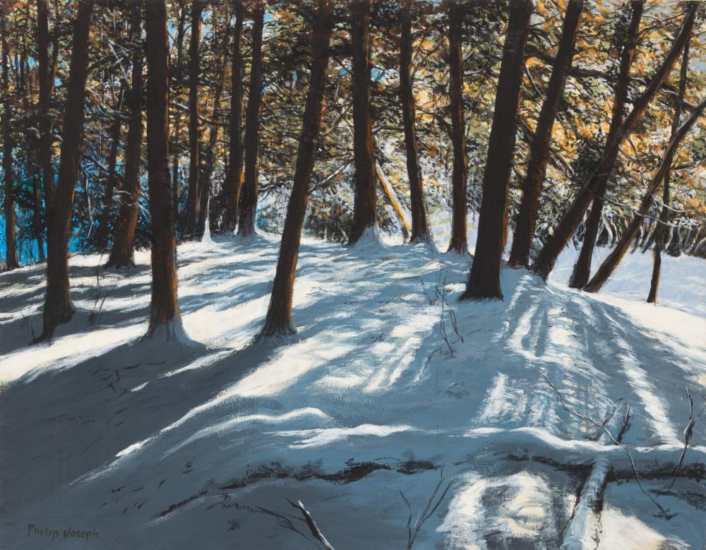 Philip Joseph comparable auction result: philip joseph american 20th century oil on canvas sun snow in the woods h 30 w 40