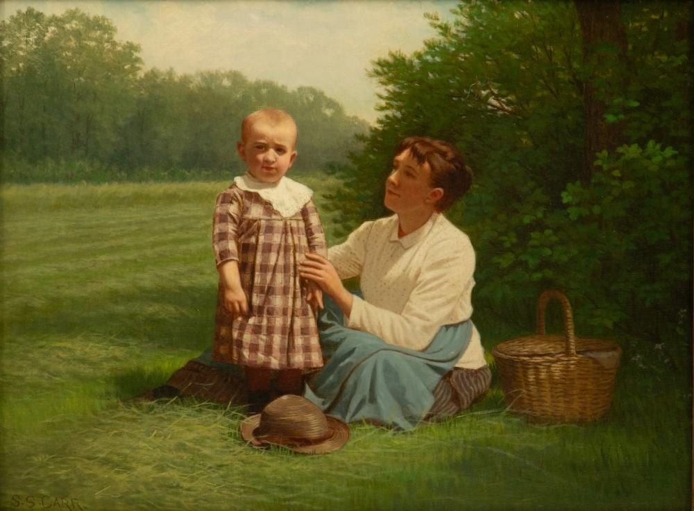 samuel s carr american 1837 1908 oil on canvas picnic with mother and child h 12 w 16 frame size h 17 75 w 21 25 · DuMouchelles · 2025-12-19 Samuel S. Carr comparable auction result: samuel s carr american 1837 1908 oil on canvas picnic with mother and child h 12 w 16 frame size h 17 75 w 21 25