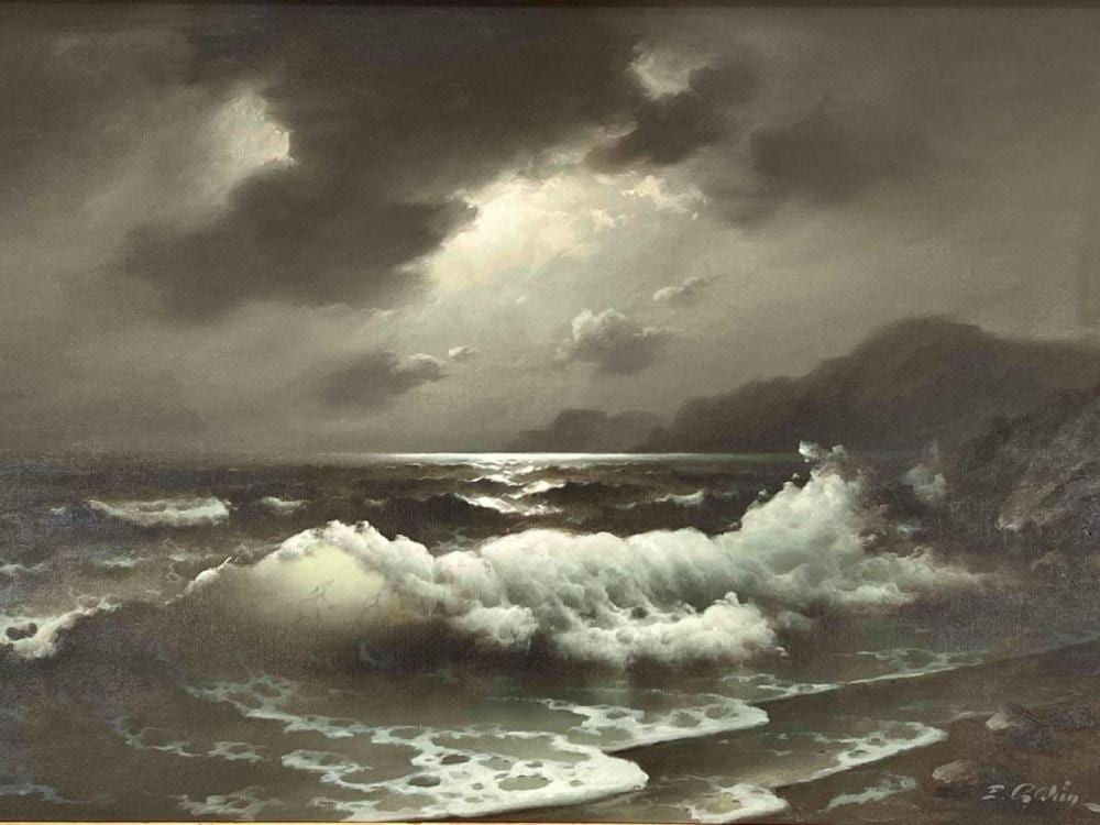 Eugene Garin comparable auction result: eugene garin ukrainian 1922 1994 seascape oil on canvas