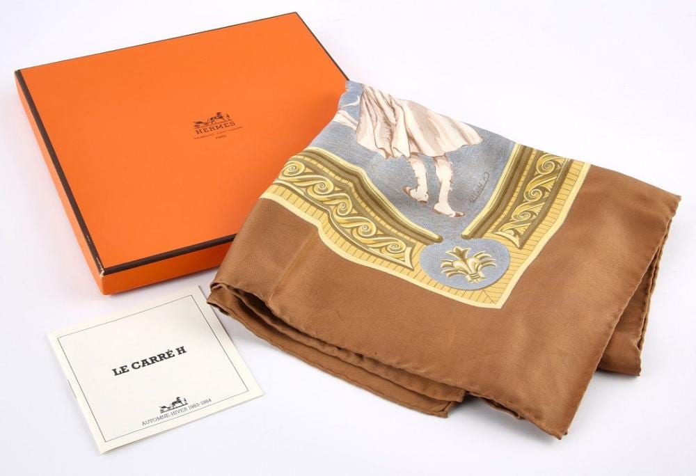 Karl Gustav Klingstedt comparable auction result: hermes silk scarf chiens et valet designed by c
