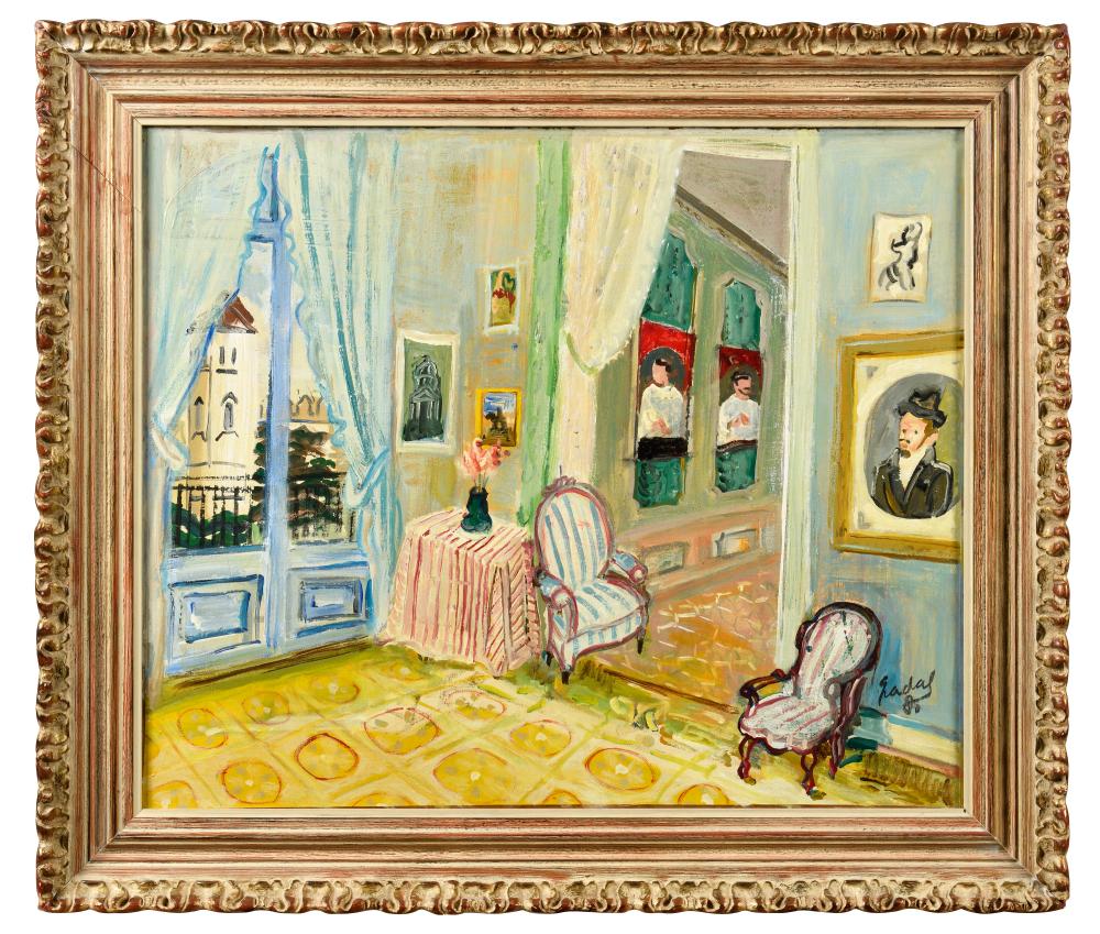 Carles Nadal Farreras comparable auction result: carlos nadal 1917 1998 int rieur saint paul de vence pr s de la fen tre et sofa 1980