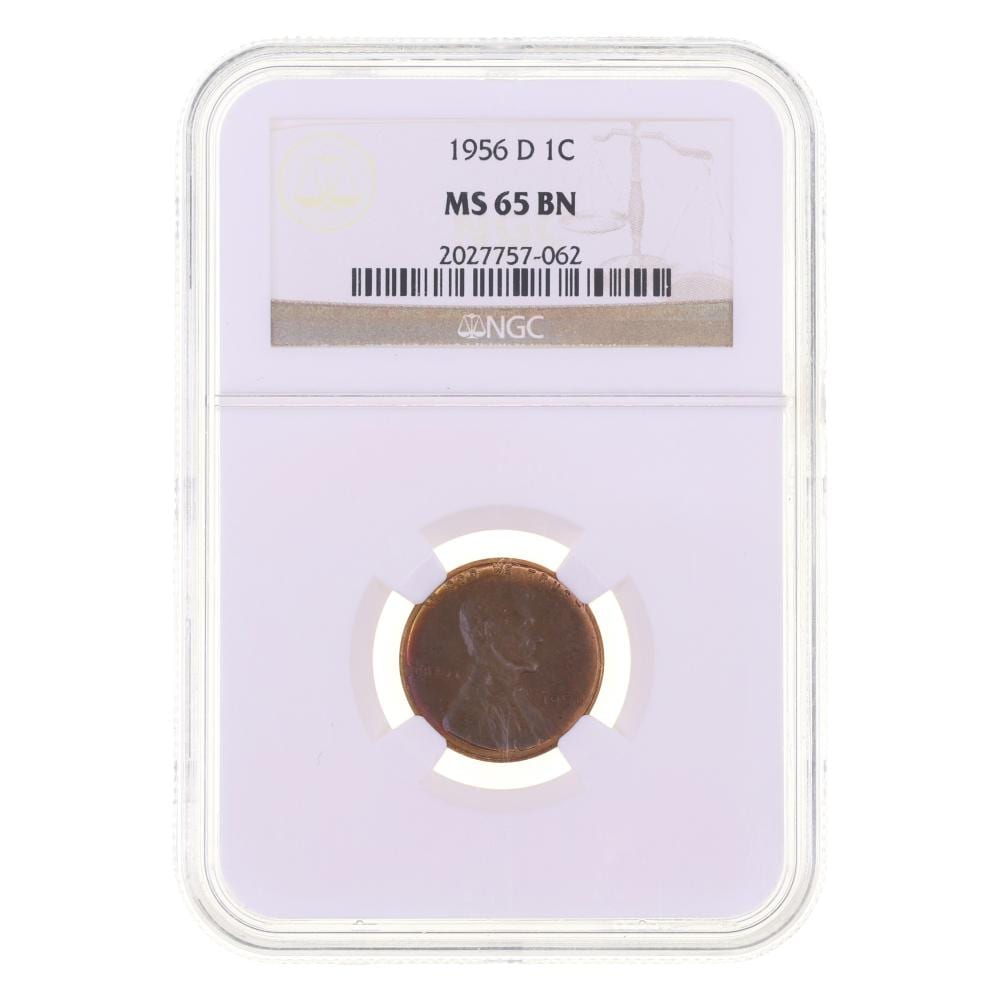 US one-cent coin inside a white NGC slab holder with a visible Lincoln portrait.