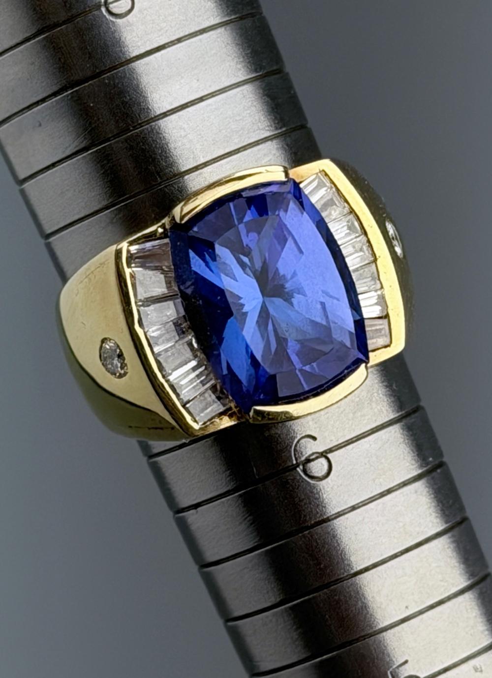 Auction comp thumbnail for Tanzanite Vintage 14K Gold Baguette Cut Diamonds Ring Size 6 3/4 Estate Jewelry 1992 Appraisal (Vidi Vici Gallery, Lot 422)