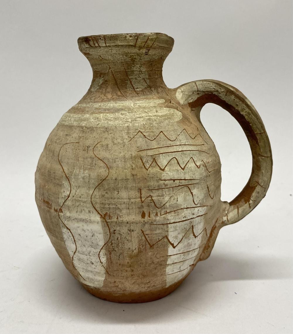 stanislaw stracha halpern poland australia 1919 1969 jug form slip glazed terracotta incised design glazed to interior · Theodore Bruce Auctioneers & Valuers · 2025-12-15 Stanislaw Kamocki comparable auction result: stanislaw stracha halpern poland australia 1919 1969 jug form slip glazed terracotta incised design glazed to interior