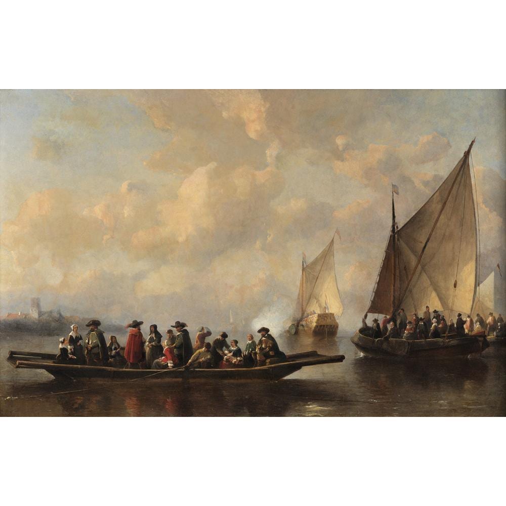 Antonie Waldorp comparable auction result: antonie waldorp huisten bosch 1803 amsterdam 1866 gentilshommes et marins dans un canot s approchant d autres navires pannea