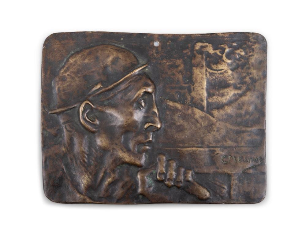 Constantin Meunier comparable auction result: constantin meunier belgian 1831 1905 the minor bronze plaque 17 5 x 23cm signed provenance sotheby s 9th december 1993 lot no 123 thence by descent