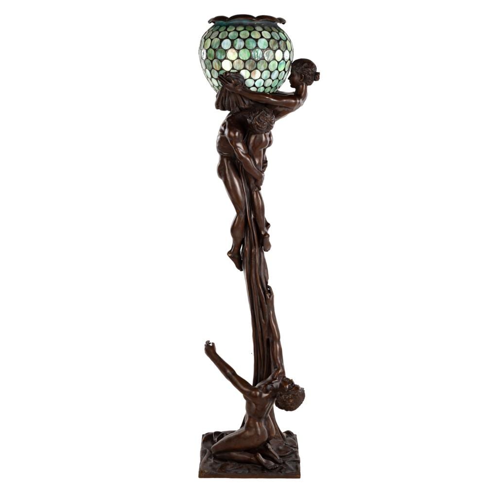 Gustav Gurschner comparable auction result: art nouveau figural lamp after gustav gurschner