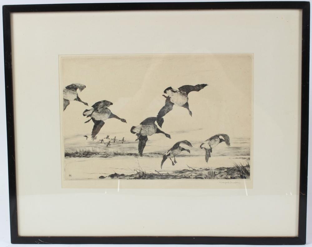 Winifred Austin comparable auction result: winifred austin brent geese etching signed in pencil arthur greatorex label verso plate 20 x 29 5cm