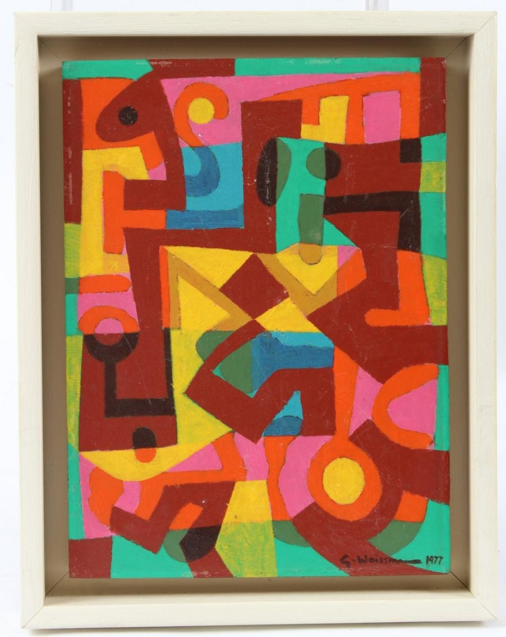 Gabriel Weissmann comparable auction result: gabriel weissmann 1944 1997 equivocal joke oil on board signed and dated 1977 inscribed verso 24 x 1