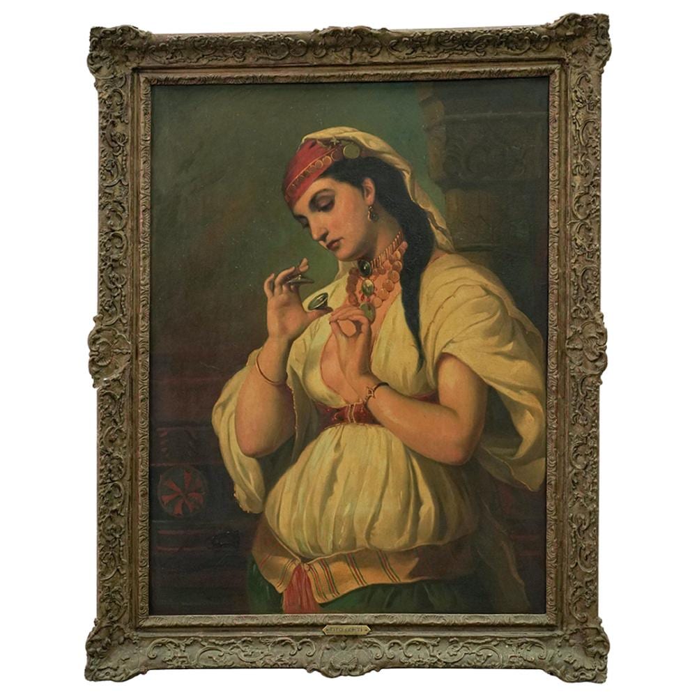 Tito Conti comparable auction result: tito conti young egyptian oil painting