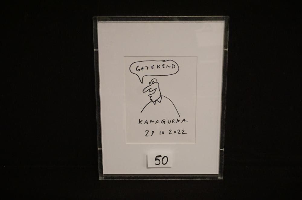 KAMAGURKA comparable auction result: kamagurka 1956 getekend stift tekening