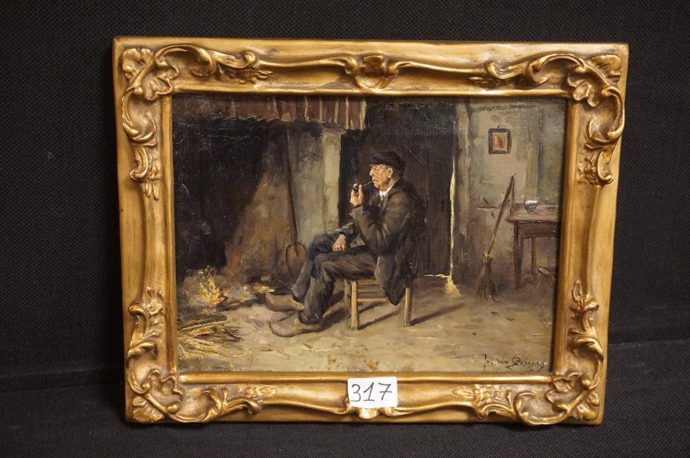 Joseph Van  Genegen comparable auction result: jos van genegen 1857 1936 pijproker voor de