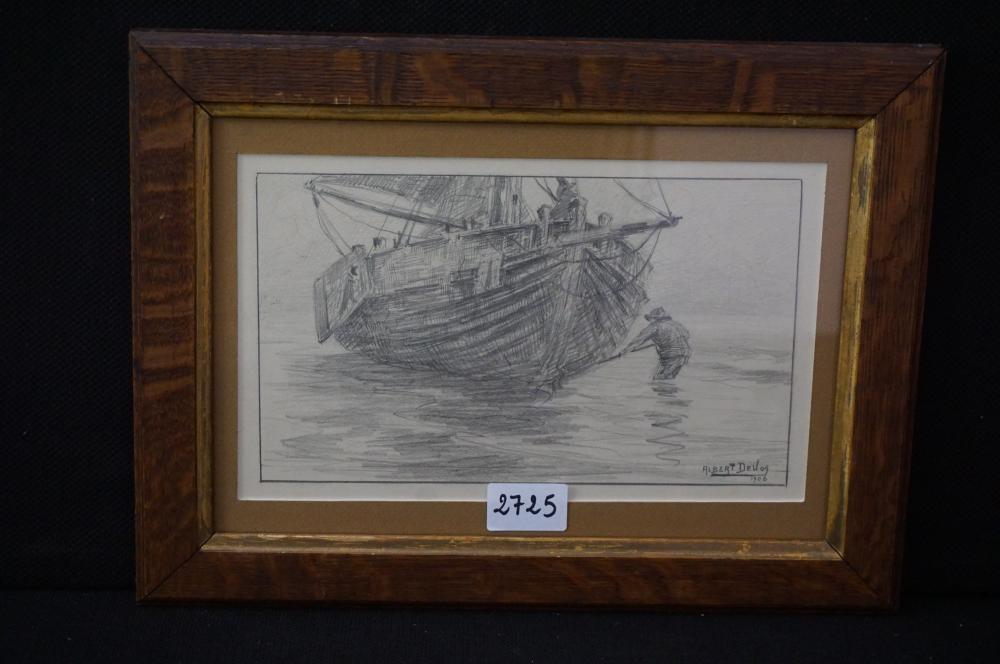 Albert Devos comparable auction result: albert isidore devos 1868 1950 vissersboot