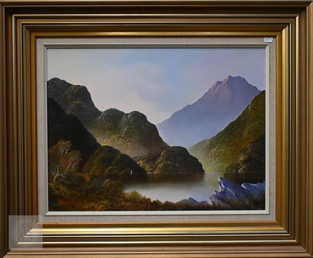 Tim Wilson comparable auction result: tim wilson new zealand 1954 2020 milford sound new zealand oil on canvas signed lower