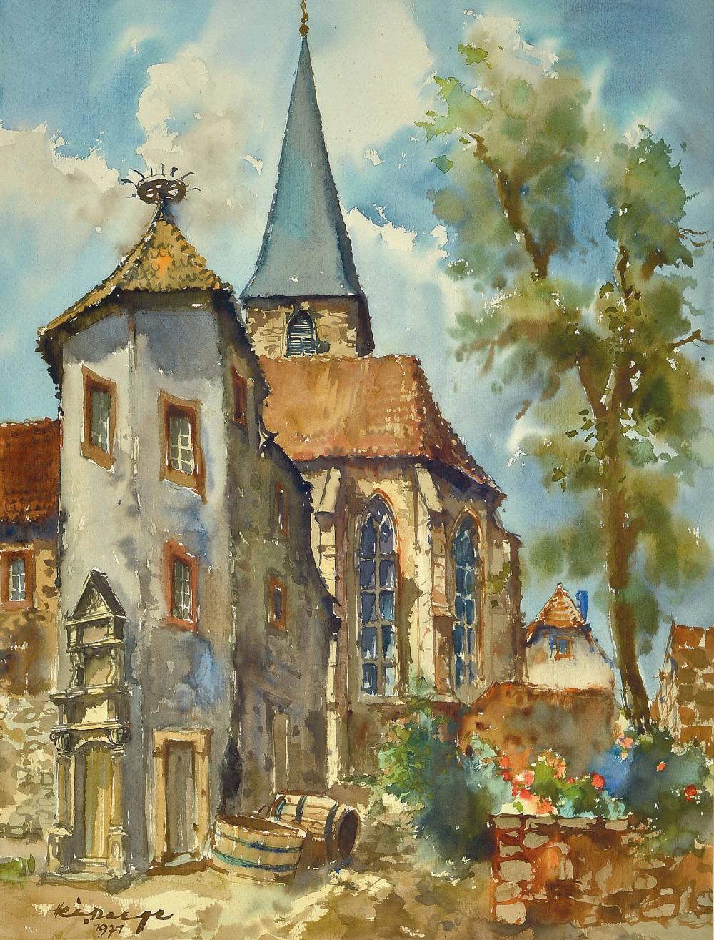 Heiner Deege comparable auction result: heiner deege 1920 2007 two large format watercolors
