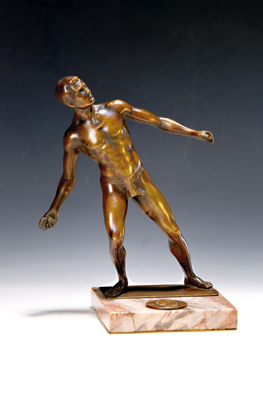 bronze sculpture of stone thrower probably after hans · Henry's Auktionshaus · 2025-12-30 Hans Vredeman de Vries comparable auction result: bronze sculpture of stone thrower probably after hans