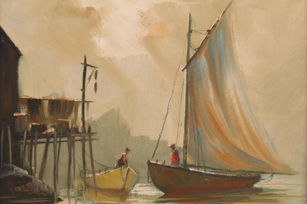 William Edward De Garthe comparable auction result: william edward de garthe finnish 1907 1983 sailboat oil painting