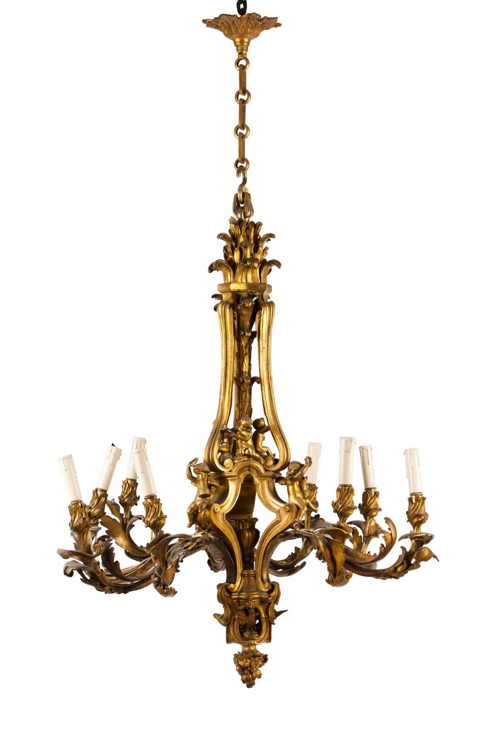 Jacques Caffieri comparable auction result: a large louis xv style chandelier after a model by jacques caffieri