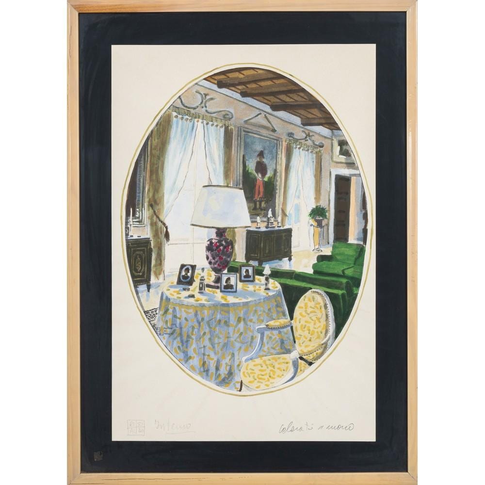 Aldo Riso comparable auction result: aldo riso interno stampa a colori