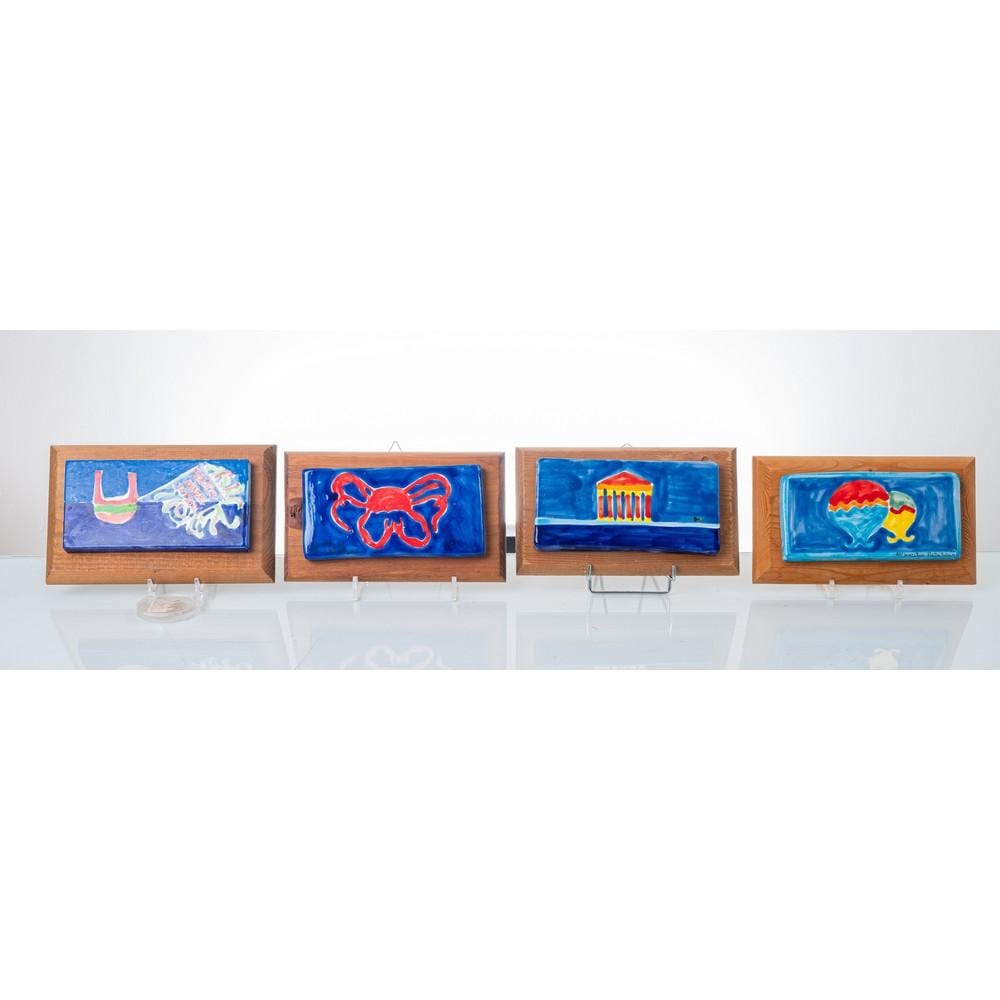 Maurilio Catalano comparable auction result: maurilio catalano 4 mattonelle ceramica dipinta e smaltata
