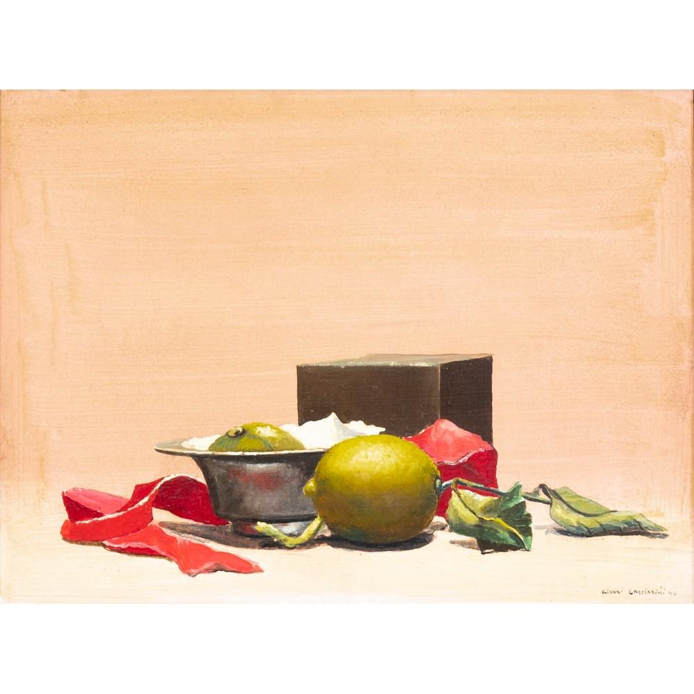 Gianni Cacciarini comparable auction result: gianni cacciarini tempera su carta applicata su tavola