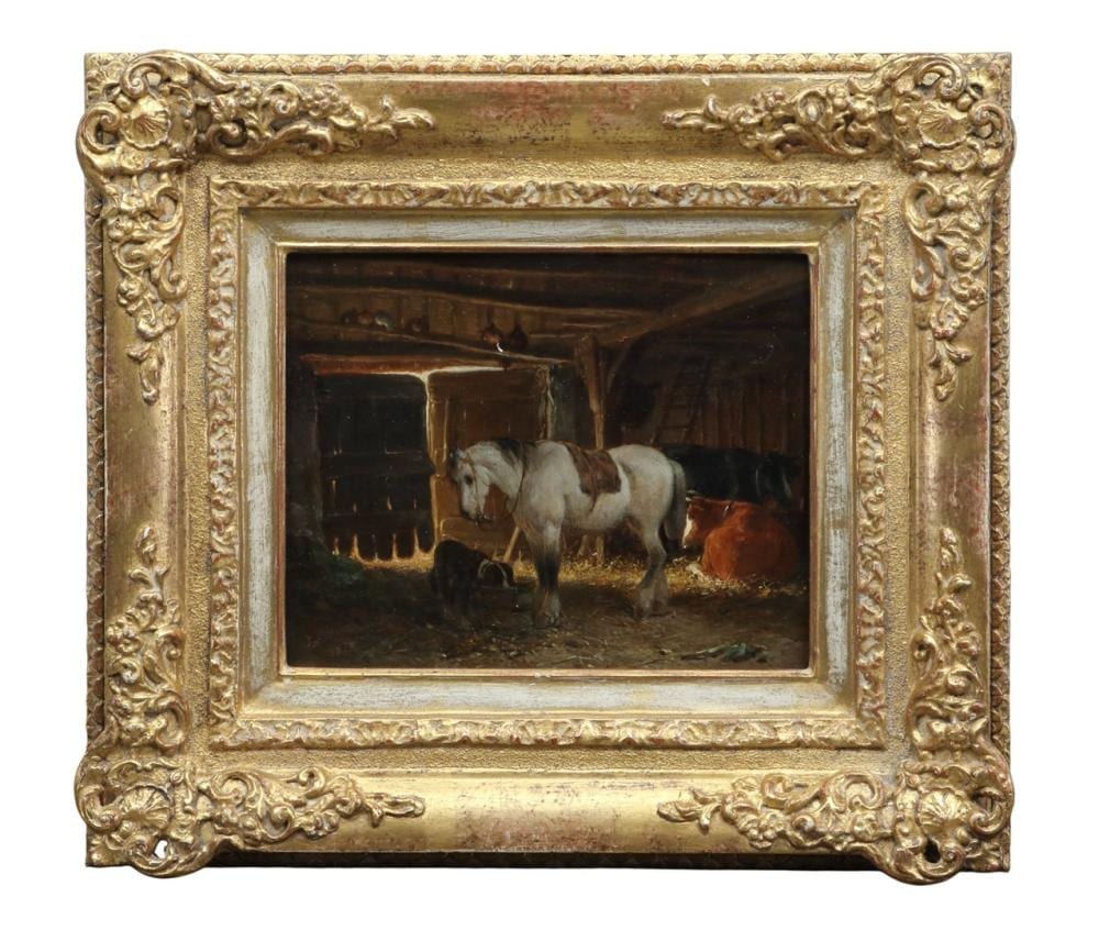 Josephus Jodocus Moerenhout comparable auction result: josephus jodocus moerenhout 1801 1874 stable interior with cattle and dog signed and unclearly dated 181 lower left oil on panel 15 x 19 cm