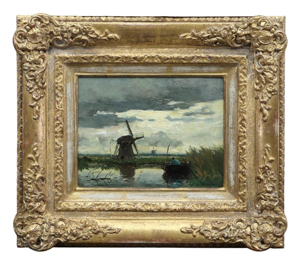 Willem Johannes Weissenbruch comparable auction result: willem johannes weissenbruch 1864 1941 a trap fisherman in a polder landscape signed lower right oil on panel 14 x 18 cm