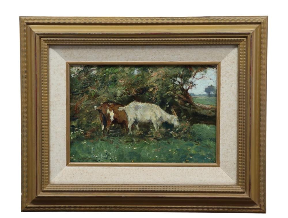 Gerard (1877) Altmann comparable auction result: gerard altmann 1877 1940 goats near pollard willows signed lower left oil on canvas on panel maroufl 20 x 30 cm