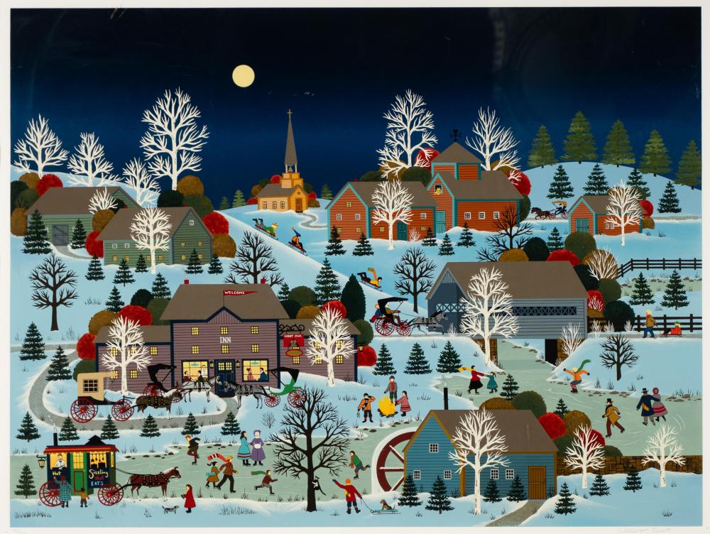 Jane Wooster Scott comparable auction result: jane wooster scott b 1920 winter village