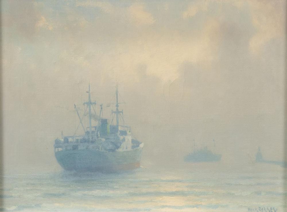 Henk Dekker comparable auction result: henk dekker 1897 1974 schepen in de mist nabij hoek van holland