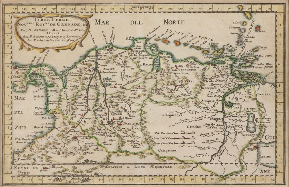 Nicolas Sanson D'Abbeville comparable auction result: nicolas sanson d abbeville 1600 1667 een topografische kaart van grenada anno 1657