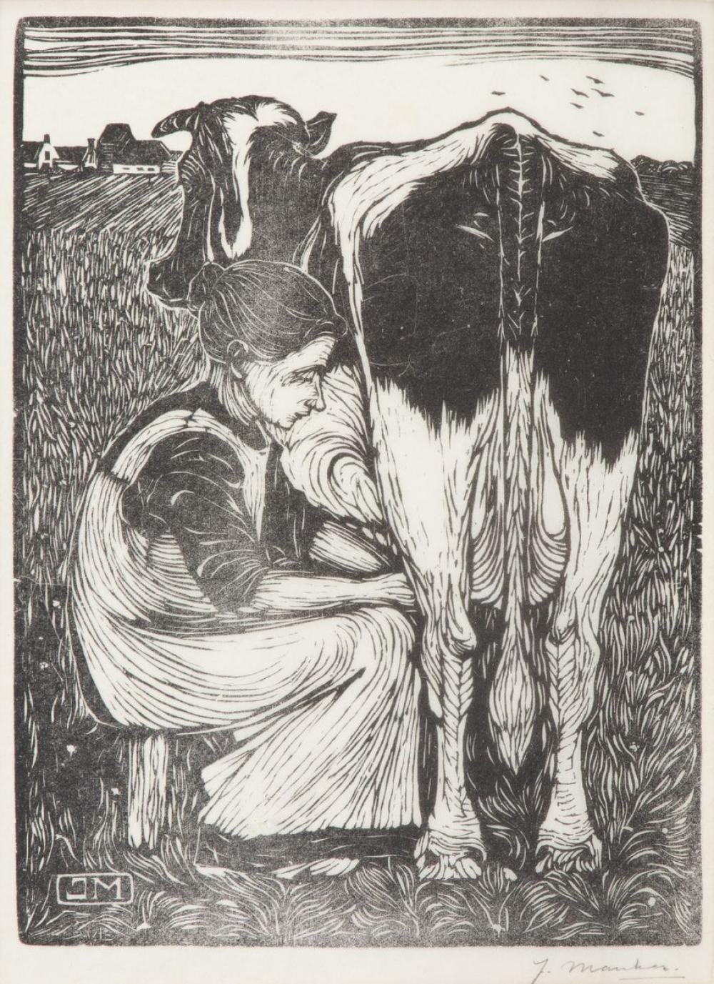 Jan Mankes comparable auction result: jan mankes 1889 1920 de koemelkster