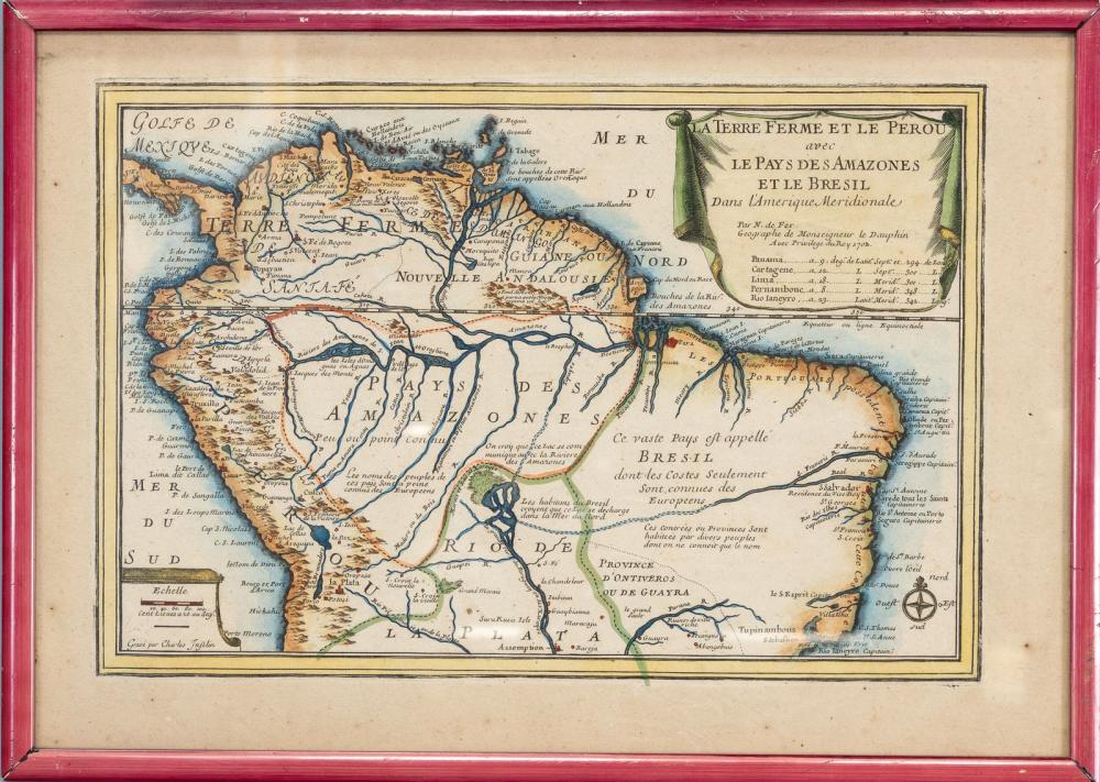 Nicolas De Fer comparable auction result: nicolas de fer 1646 1720 een kaart van noordelijk zuid amerika 1705