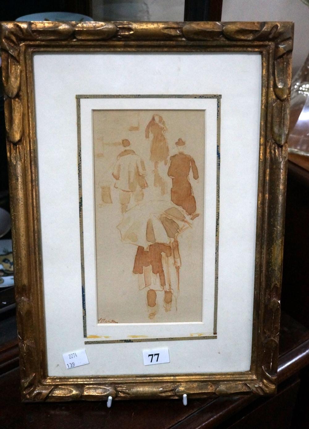 Colin Colahan comparable auction result: colin colahan watercolour rain at dieppe france 10 5 x 21 cm