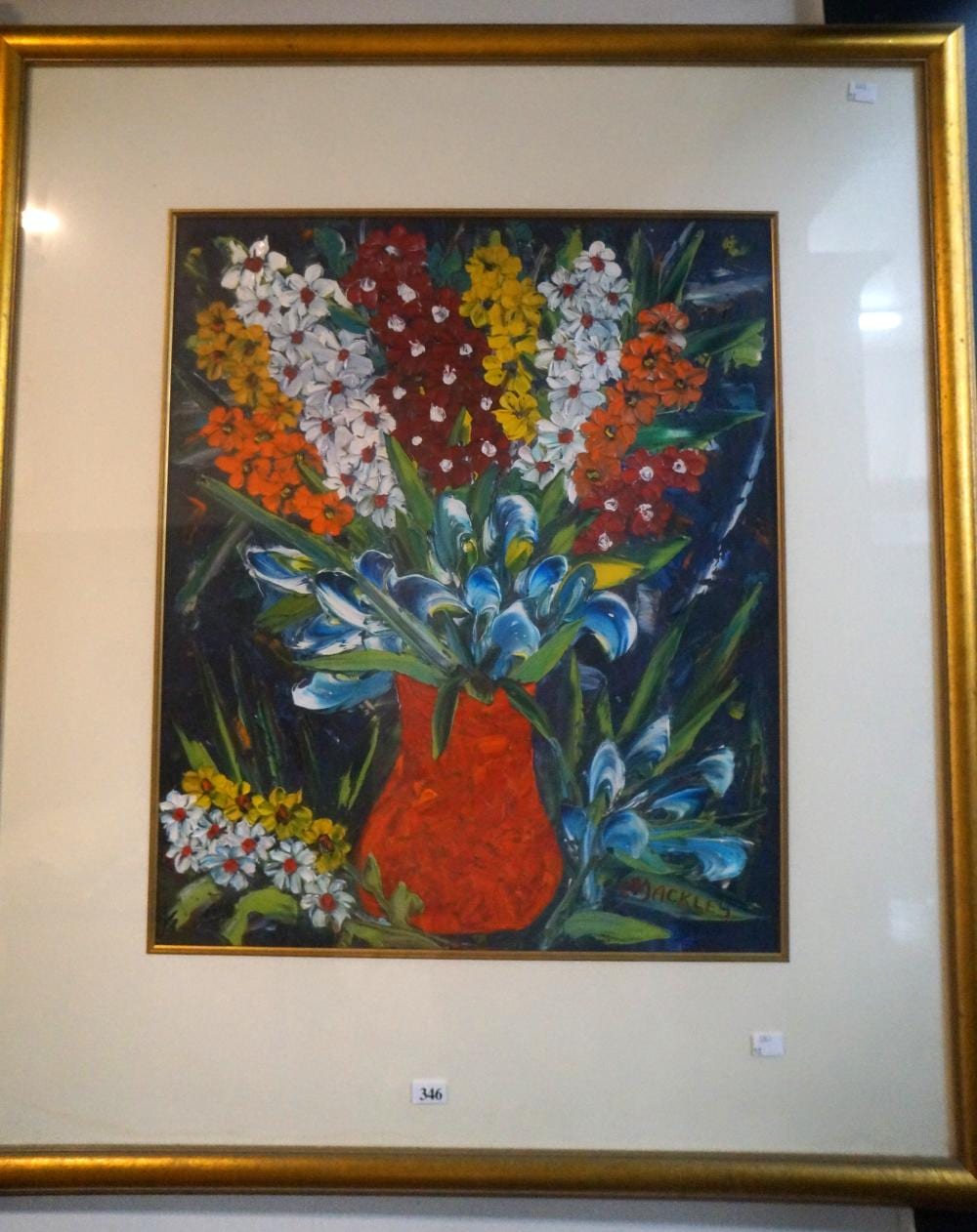 Evan Mackley comparable auction result: evan mackley acrylic still life high mighty 50 x 60 cm