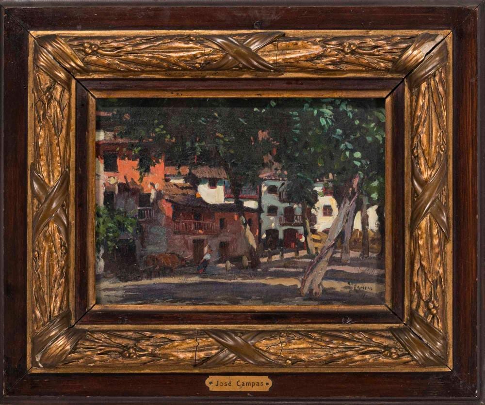 José Campas comparable auction result: jos campas vista de rua leo sobre madeira dim aprox 24 x 33 cm