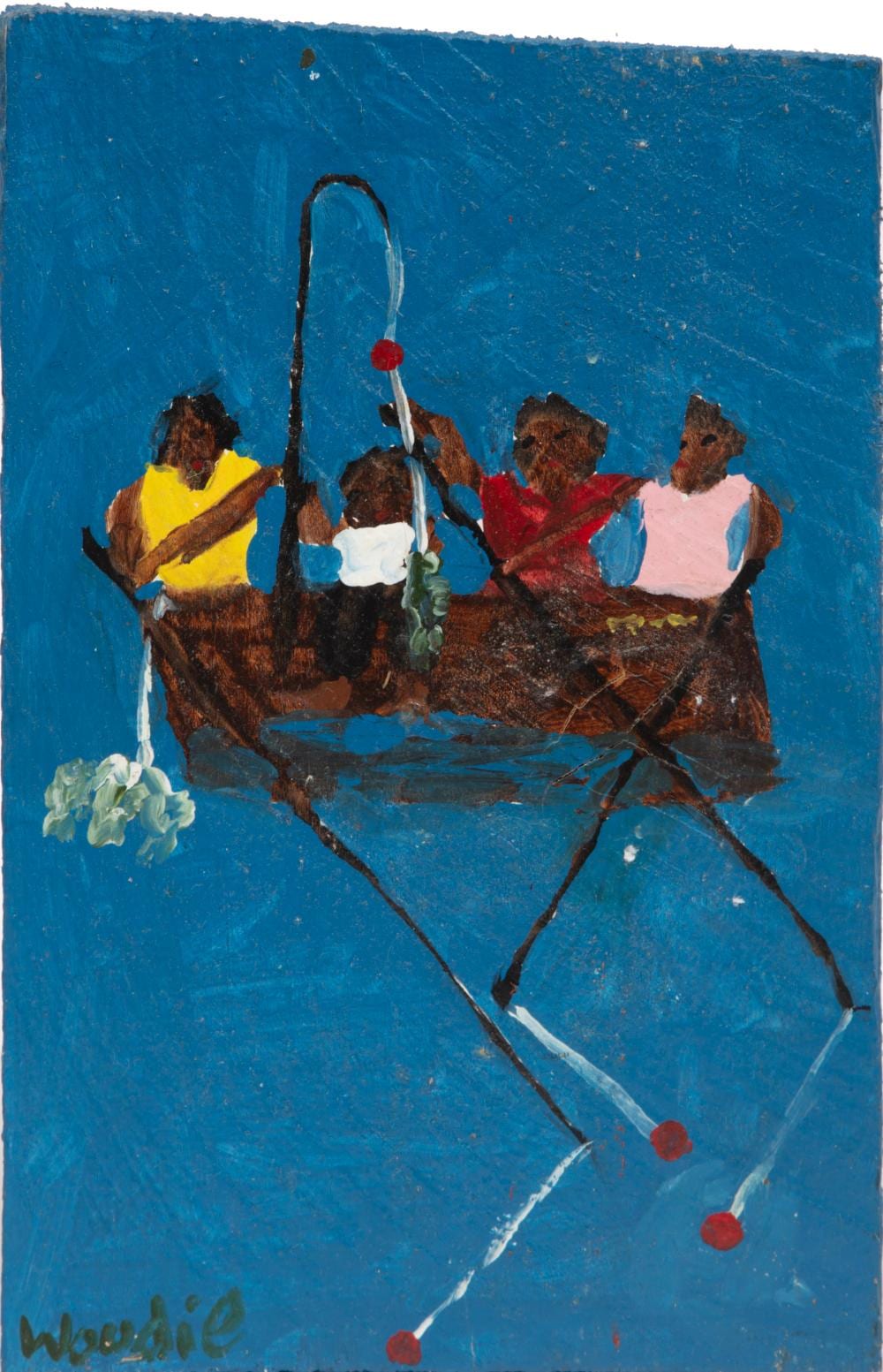 Woodie Long comparable auction result: woodie long american alabama 1942 2009 fishing from boat paint on panel