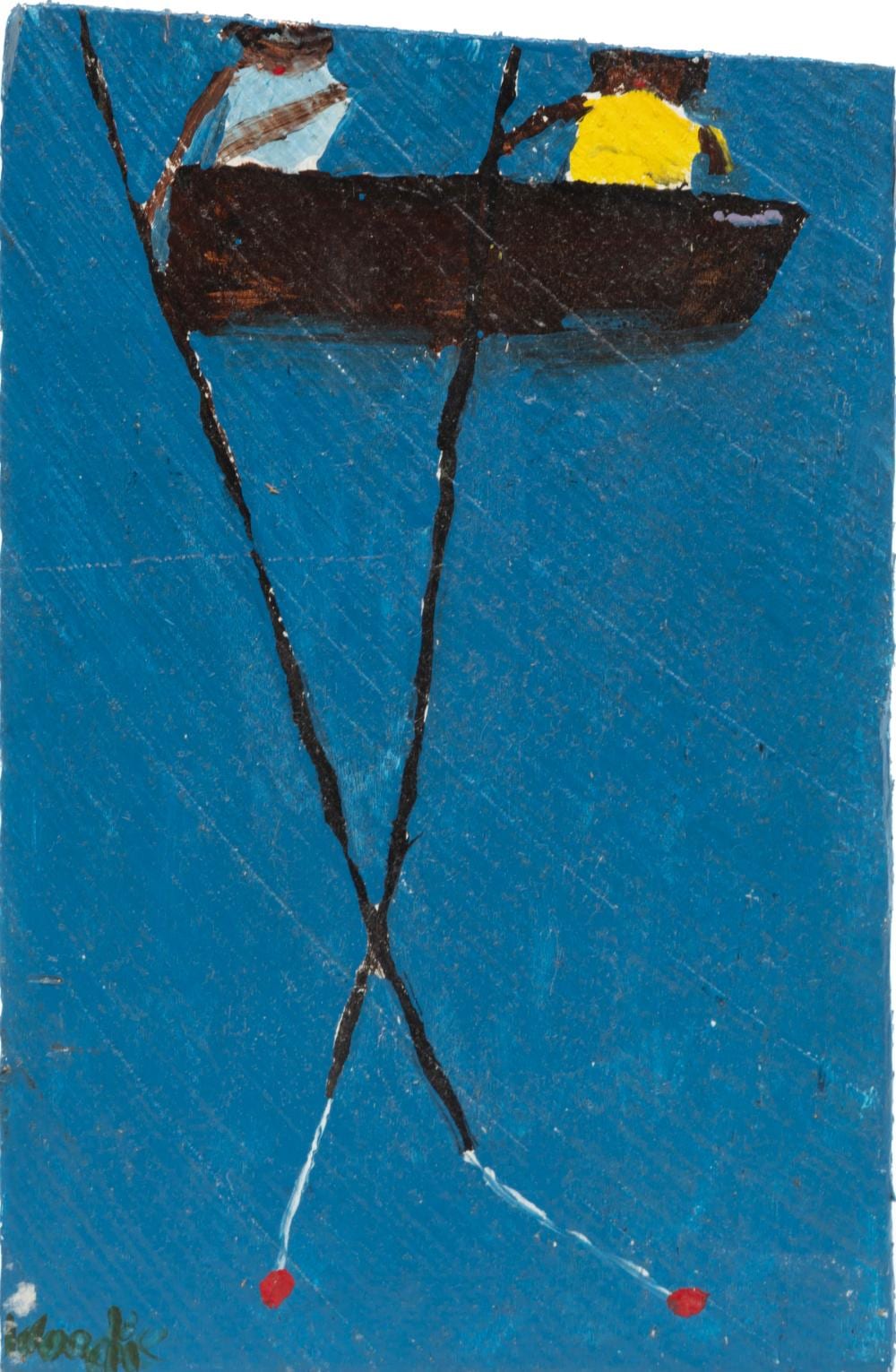 Woodie Long comparable auction result: woodie long american alabama 1942 2009 cane pole fishing from boat paint on panel