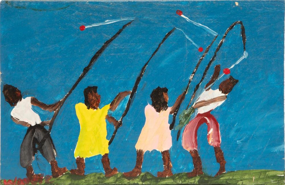 Woodie Long comparable auction result: woodie long american alabama 1942 2009 fishing paint on panel