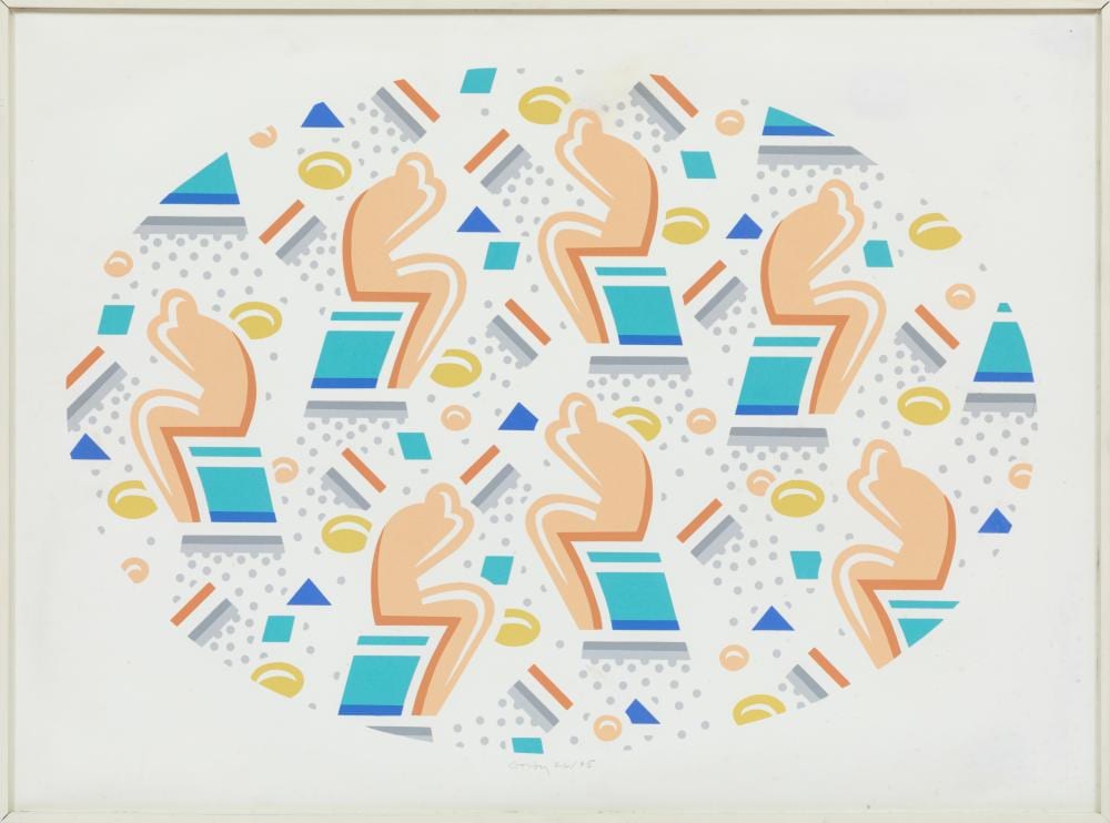 robert gordy american louisiana 1933 1986 seven figure oval silkscreen on paper · Neal Auction Company · 2025-12-17 Robert Gordy comparable auction result: robert gordy american louisiana 1933 1986 seven figure oval silkscreen on paper