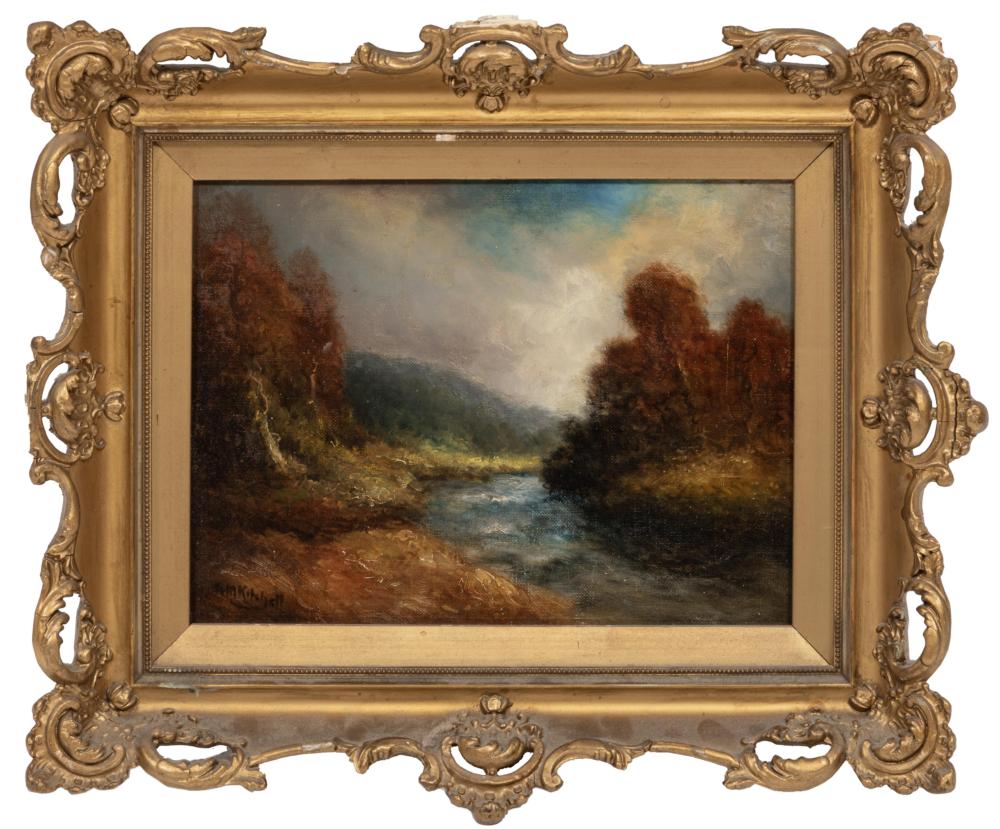 Hudson Mindell Kitchell comparable auction result: hudson mindell kitchell american new jersey 1862 1944 autumn along the river oil on canvas