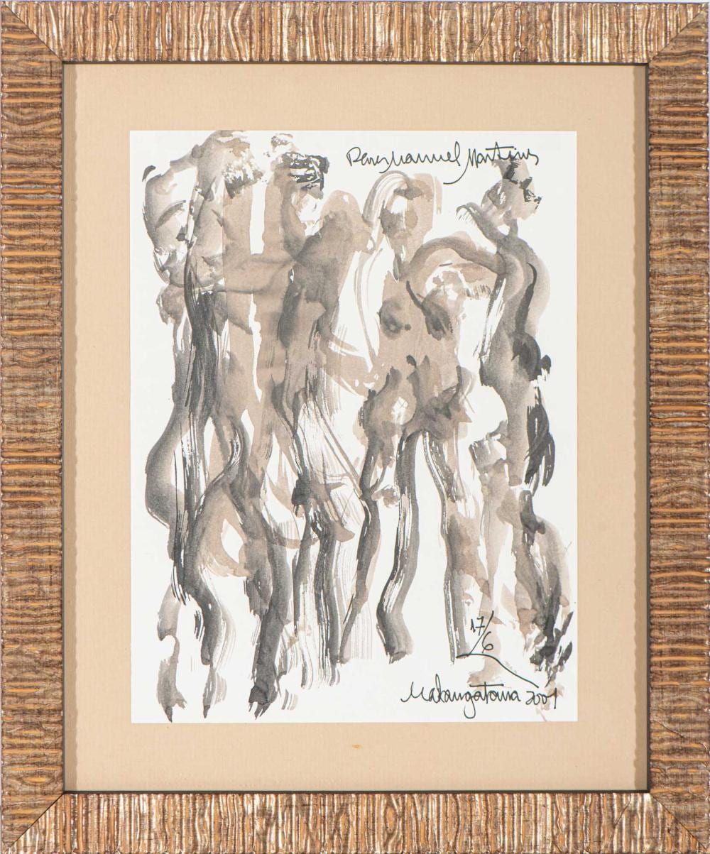 Malangatana comparable auction result: malangatana t cnica mista com caf sobre papel dim aprox 30 x 22 5 cm