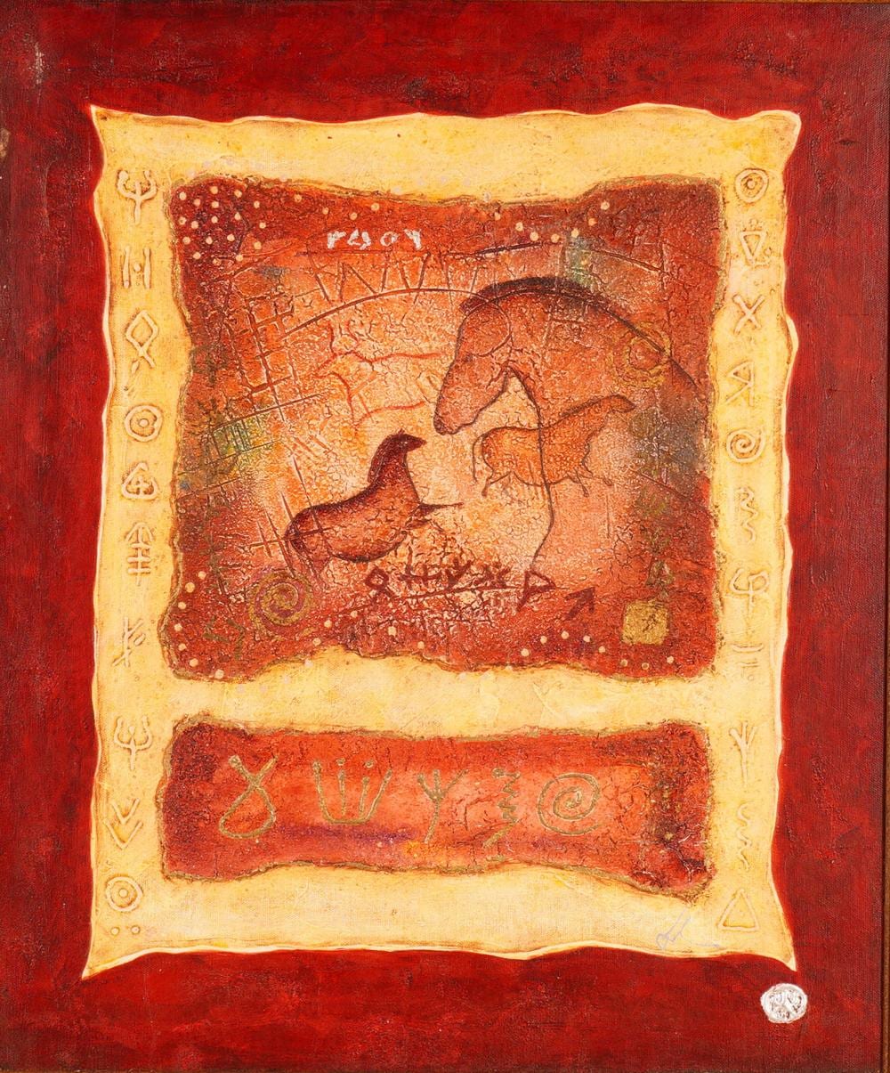David Dodsworth comparable auction result: david dodsworth mixed media painting on canvas altamira ii signed
