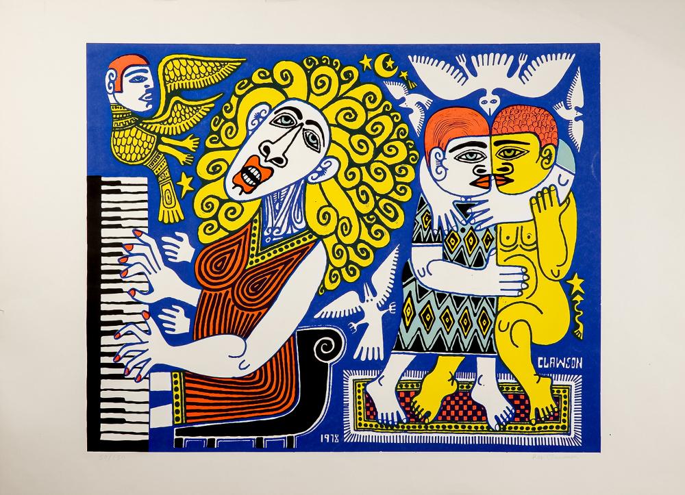 Rex Clawson comparable auction result: rex clawson limited edition lithograph on paper piano player signed