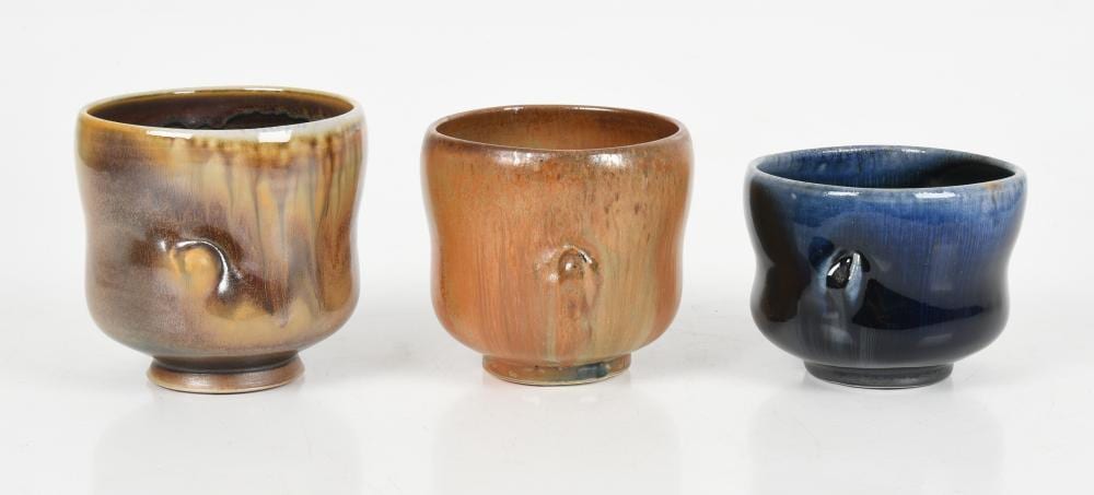 Chris Gustin comparable auction result: chris gustin b 1952 three pottery tea bowls