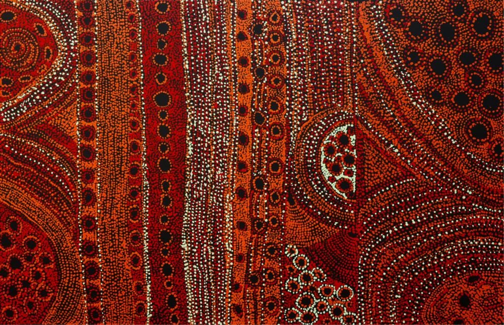 Elaine Woods comparable auction result: elaine woods minma kutjara tjukurrupa acrylic on canvas 97cm x 150cm