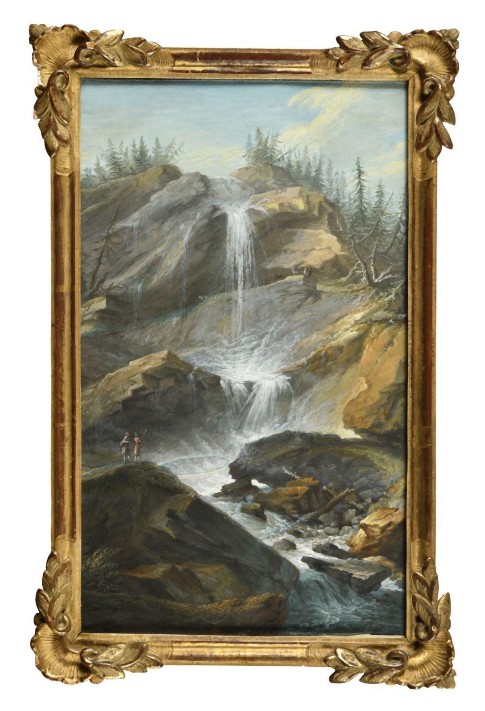 Caspar Wolf comparable auction result: caspar wolf 1735 1783 98 attribu paysage la cascade gouache e